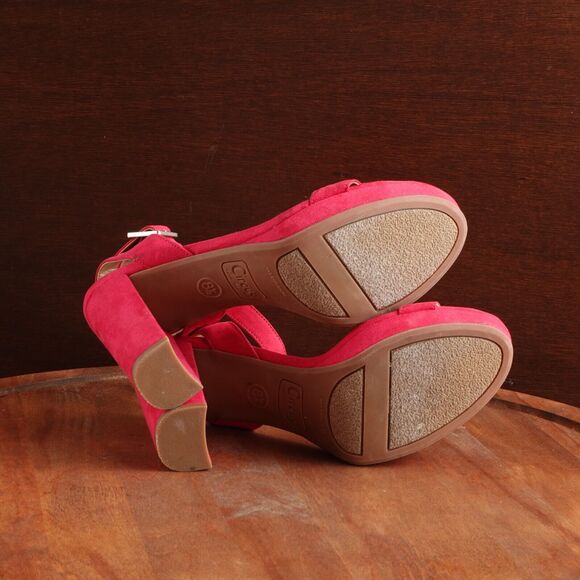 Sam Edelman Circus Heels Womens SZ 8.5 Pink Strappy Ankle Wrap Shoes Barbiecore - Picture 8 of 14